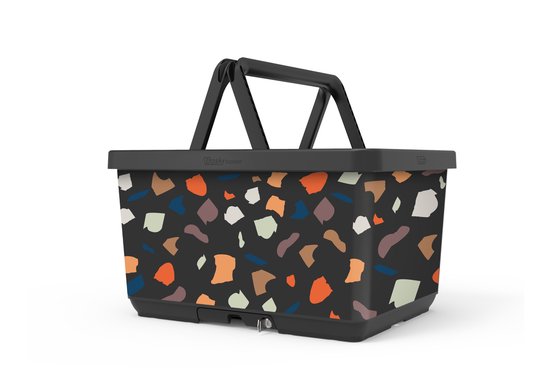 Fietsmand met slot en kliksysteem voor bagagedrager - voordrager The Basky basket design Animal meets camouflage van Basky