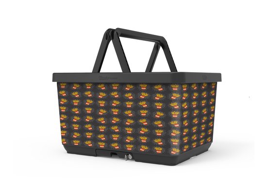 Fietsmand met slot en kliksysteem voor bagagedrager - voordrager The Basky basket design Fry me van Basil