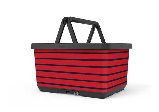Fietsmand met slot en kliksysteem voor bagagedrager - voordrager The Basky basket design Rood-Blauw van Basil