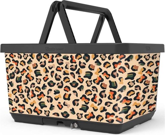 Fietsmand met slot en kliksysteem voor bagagedrager - voordrager The Basky basket design Wild gekleurd van Basil