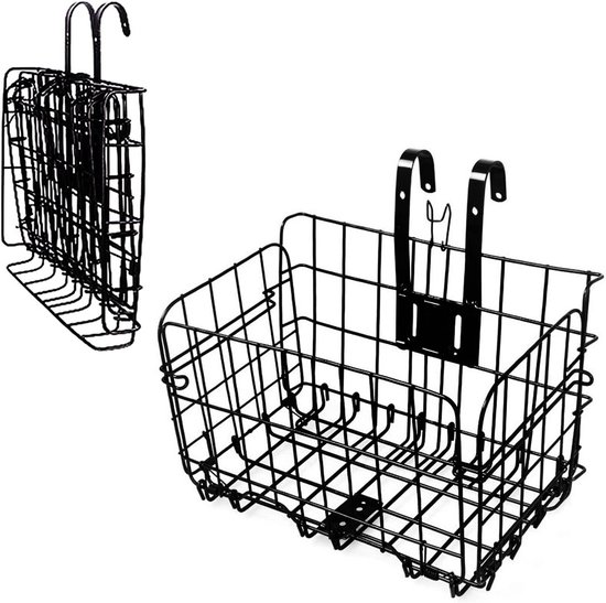 Fietsmand -Opvouwbare voormand -Stevig en duurzaam - Voorzien van snelbevestigingssysteem - Speciaal ontworpen voor het vervoeren van boodschappen- draagvermogen 20 kg-zwart