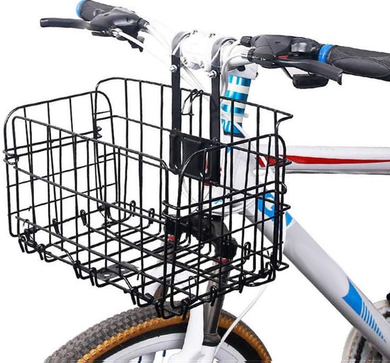 Fietsmand - Professioneel Voormand fiets - Universeel Fietsmand Stuur - Fietsmandje - Fietskrat - Fijnmazig staal - met Handvat en Haken - Ideaal voor Fiets /Scooter /Alledaagse fietsers /fietsliefhebbers - Zwart van FastRider