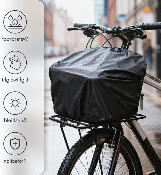 Fietsmand Regenhoes - Waterdichte Fietstas - Bescherming Bagage - Elastisch Naadloos Design - 35 Liter Capaciteit - Zwart
