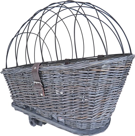 Fietsmand riet - 42/57cm - Voor/achter - Grijs van Basil