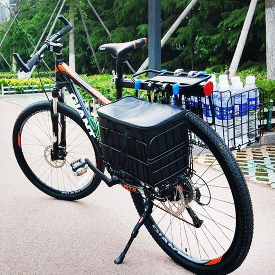Fietsmand voor, zwart, opvouwbaar, hondenmand, fietsmand voor aan de voorkant met boodschappentas, stuurmand, fietsmandset, bagagedrager, draagkracht als boodschappenmand van Merkloos