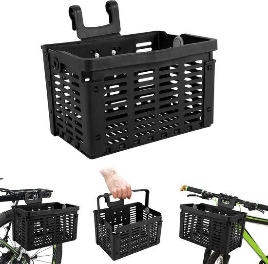 Fietsmandje opvouwbaar - Fietsmand - Hondenfietsmand - Fietskrat - Fietsmand voor voor- en achteraan - met handvat en haken - belastbaarheid 5 kg - 31.5*22.5*20.5CM van Merkloos