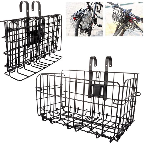Fietsmandje Voorop - Opvouwbare Metalen Fietsmand - Fietsmand Met Snelsluiting - Fietsframemand - Hangende Fietsmand - Fietsmand Achterop