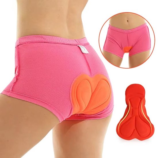 Fietsondergoed Dames – Gewatteerde Fietsbroek met 3D Padding – Shockproof MTB & Racefiets Onderbroek – Ademend & Comfortabel – Maat S