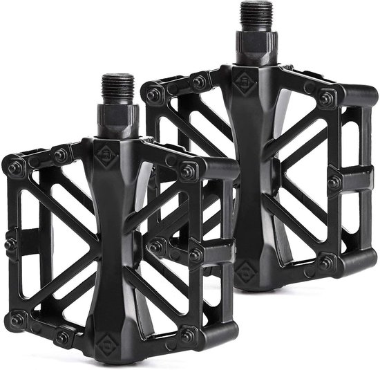 Fietspedalen - Platformpedalen - MTB Pedalen - Aluminium fiets pedalen - Trappers Fiets - Flat Pedals - Antislip Mountainbike Pedalen - Grip Pedalen universeel - Geschikt voor MTB en E-bike - zwart