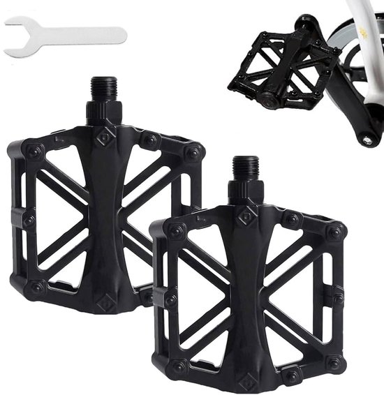 Fietspedalen - Platformpedalen - MTB Pedalen - Aluminium fiets pedalen - Trappers Fiets - Flat Pedals - Antislip Mountainbike Pedalen - Grip Pedalen universeel - inclusief bevestiging gereedschap - Geschikt voor MTB en E-bike van Merkloos