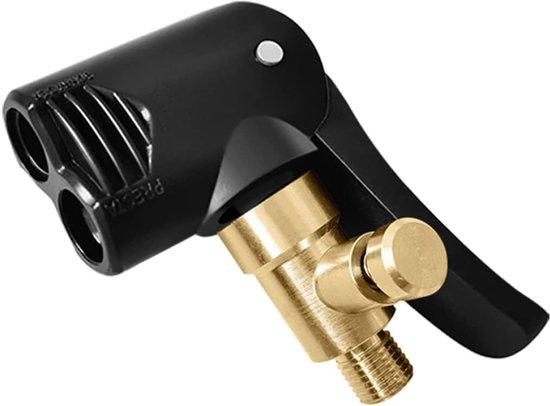 Fietspomp Adapter - Dubbele Kop - Banden Oppompen - Messing Materiaal - 62 x 40 mm - Zilverkleurig