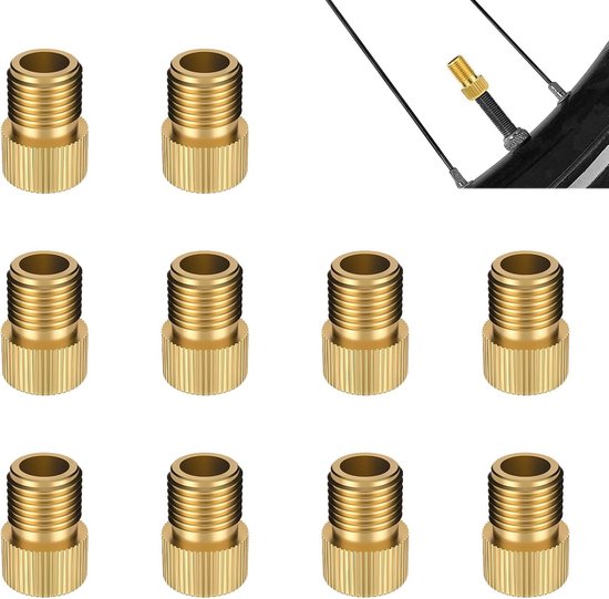 Fietspomp Adapters - Ventiel Omvormers - Banden Oppompen - Messing Corrosiebestendig - 10 Stuks - Geel