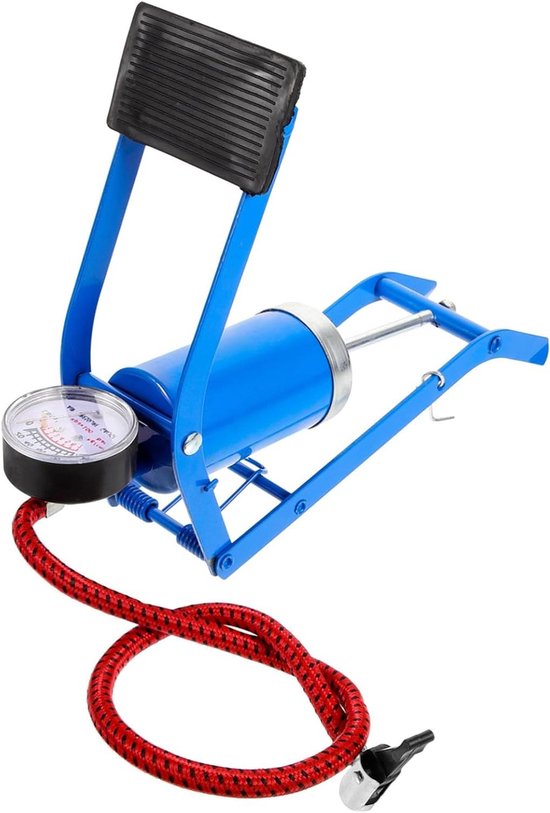 Fietspomp - Bandenpomp - Banden Oppompen - Met Barometer - 26 x 10 x 9 cm - Blauw