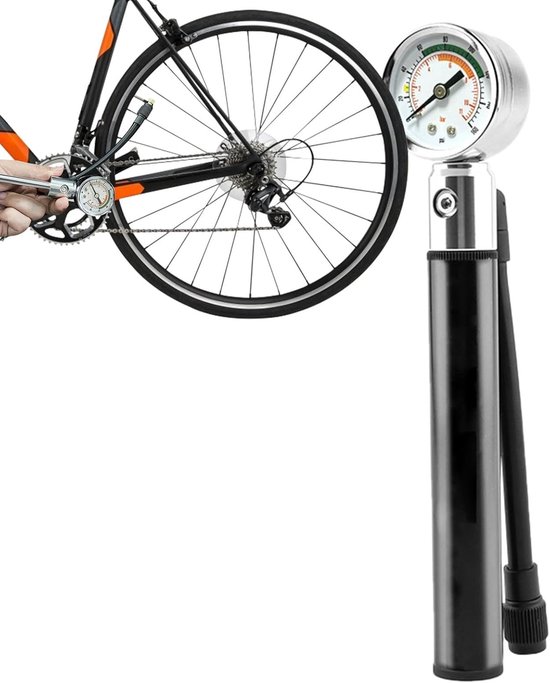 Fietspomp - Bandenspanner - Fietsbanden Oppompen - Met Manometer - 120 PSI - Zilver