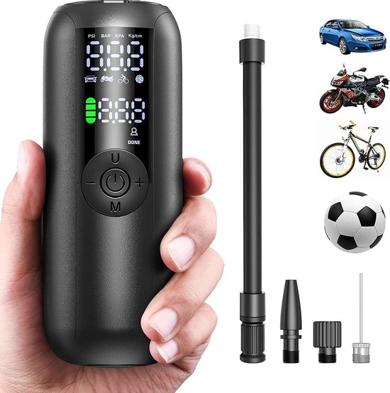 Fietspomp Bandopblazer Draagbare Luchtcompressor voor Auto Max 150PSI/103 Bar - Automatische Stop Luchtpomp - Presta Schrader Dunlop ventiel Fietspomp