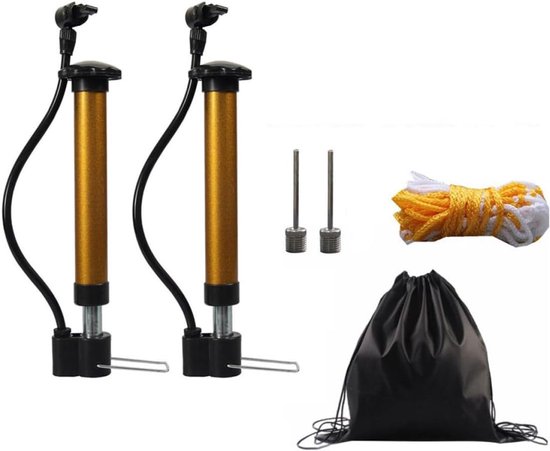 Fietspomp - Bike Pump - Portable Mini Air Pump Set for Sports Balls - Bicycle Tires - Lightweight High Pressure Hand - Foot Pump with Needle Accessories for Balls, Bikes & Inflatable Equipment - 6 Piece Set