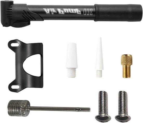 Fietspomp Handmatig - Fietsband Pomp - Banden Oppompen - Met 4 Mondstukken - 25 cm - Zwart