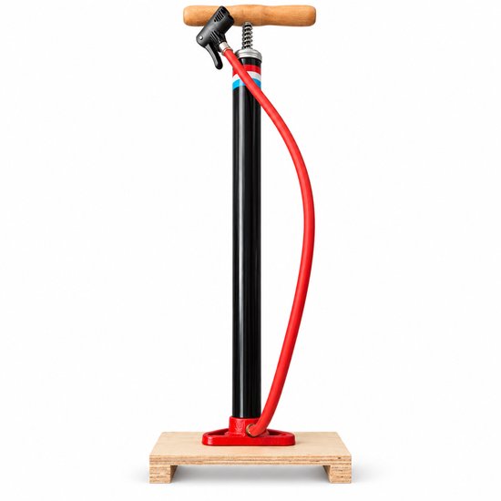Fietspomp Holland - 60 cm - 3 Bar - Houten Handvat en Voetplank - Dunlop