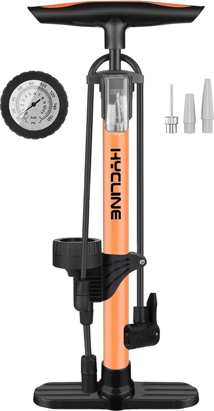 Fietspomp, luchtpomp 150/160 PSI hogedruk vloerpomp, handpomp voor alle ventielen - Presta, Schrader, Dunlop, auto, Frans ventiel, voor fiets, band, bal, luchtkussen