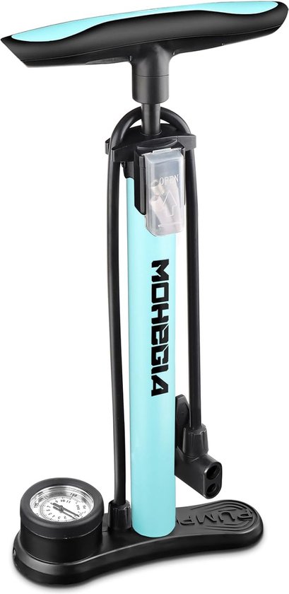 Fietspomp, luchtpomp, 160 PSI hogedrukvloerpomp met manometer, handpomp voor alle ventielen - Presta, Schrader, Dunlop, auto, Frans ventiel, voor fiets, banden, bal