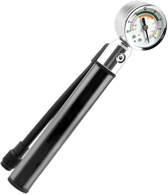 Fietspomp met Drukmeter - Luchtpomp Fiets - Banden Oppompen - Aluminium Legering - 120 PSI - Zwart