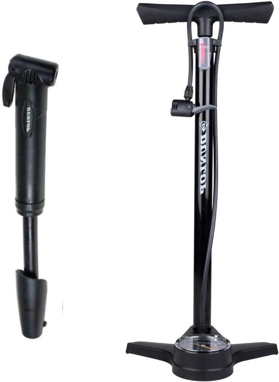 Fietspomp met Drukmeter - Staande Pomp Mini Pomp - Fietsbanden Oppompen - Voor 3 Ventielen - Tot 180 PSI - Zwart