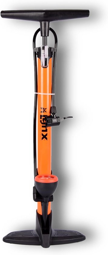 Fietspomp met Drukmeter - Vloerpomp Fiets - Banden Oppompen - Universele Ventielkop - 12 Bar - Oranje