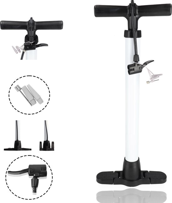 Fietspomp met inklapbare voet | geschikt voor racefiets en mountainbike | vloerpomp max 12 Bar van Dresco
