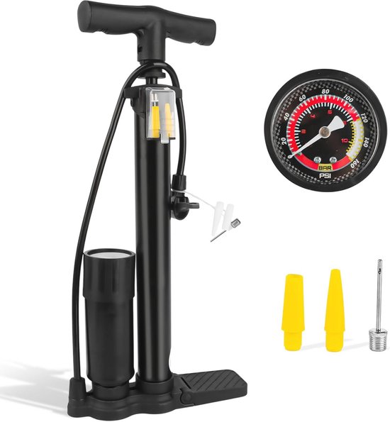 Fietspomp met Manometer en Alle Ventielen voor Fietsen en Sport