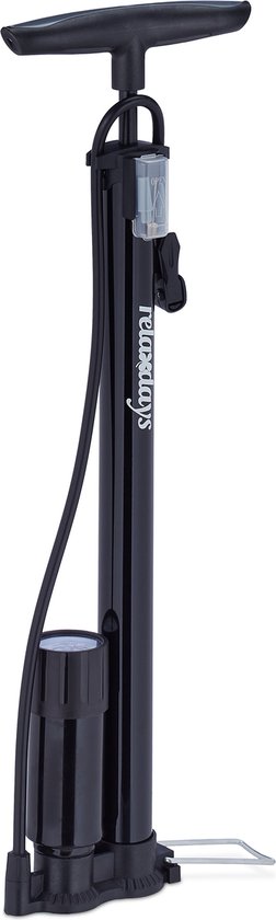 fietspomp met manometer - hogedruk - 3 adapters - vloerpomp - universeel - zwart