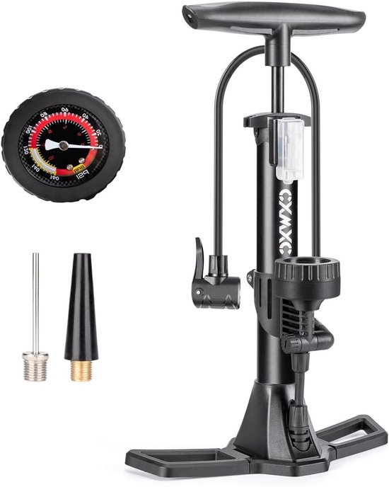 Fietspomp met Manometer - Luchtpomp Fiets - Banden Oppompen - Universeel Ventiel - 11 Bar - Zwart