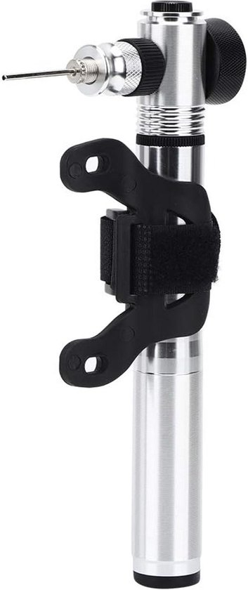 Fietspomp met meter - Mini luchtpomp - Bandenspanning controleren - Hogedruk 300PSI - 2.2 x 18.5 cm - Zilver