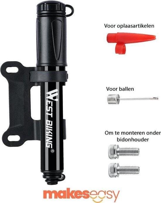 Fietspomp Racefiets | Mini Fietspomp | Met Flexible slang | 8 Bar | Zwart van Duyammix