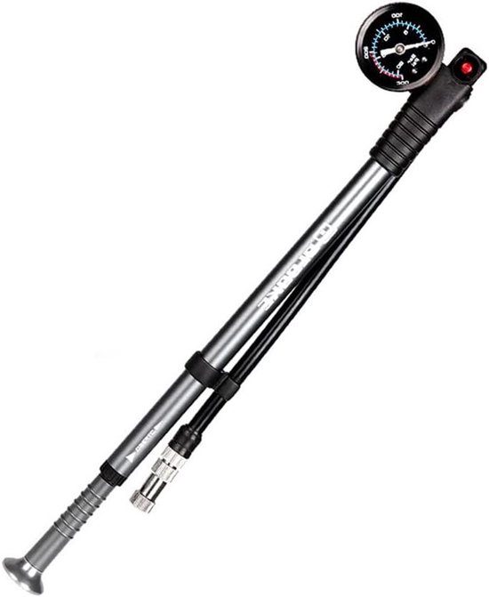 Fietspomp Schokdemper - Hoge Druk Pomp - Onderhoud Fiets - 300 PSI Max - 1.5 Inch Meter - Grijs