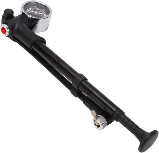 Fietspomp Schokpomp - Luchtvering Pomp - Verstel Vering - Nauwkeurige Meter - 1.5 Inch Meter - Zwart