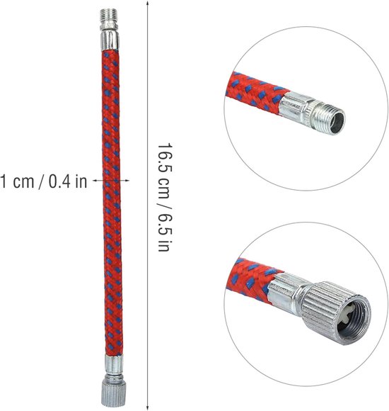 Fietspomp slang - Bandenpomp accessoire - Fietsbanden oppompen - Aluminium constructie - 16.5cm - Zilver