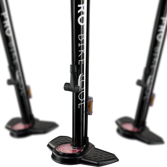 Fietspomp, staande pomp, alle ventielen, met manometer, voor fiets, MTB, racefiets en meer, luchtpomp, zwart van $