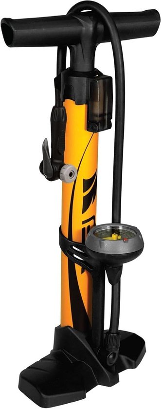 Fietspomp Vloer - Fietsband Pomp - Banden Oppompen - Dubbel Ventiel Systeem - 160 PSI - Honing Geel