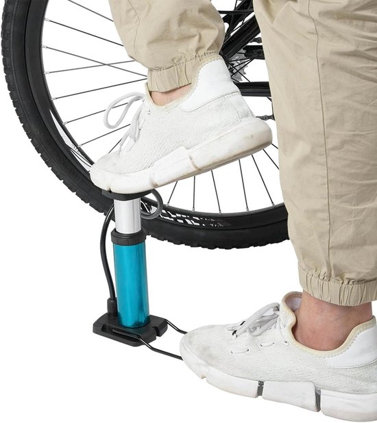 Fietspomp Vloerpomp - Fietsluchtpomp Bandenpomp - Banden Oppompen - Aluminiumlegering Behuizing - 17.5 cm Hoogte - Blauw