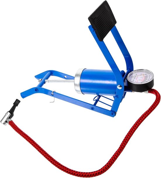 Fietspomp Voet - Luchtpomp Banden - Banden Oppompen - Met Barometer - Compact Formaat - Rood