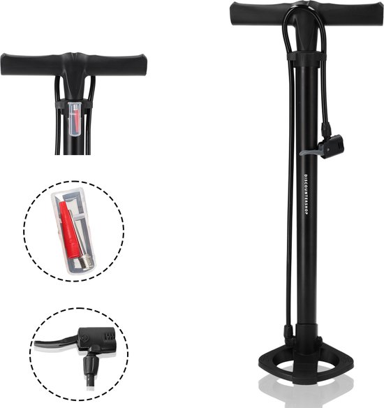 Fietspomp zonder drukmeter - geschikt voor alle ventielen - staande pomp met dubbele pompkop - Ideaal voor racefiets, bal en luchtbed van Merkloos