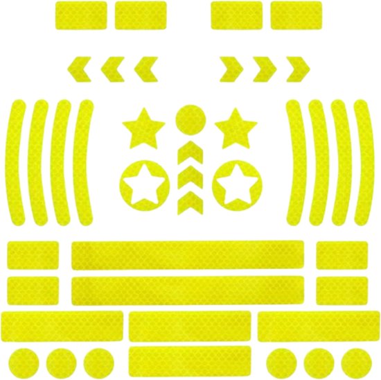 Fietsreflector - Reflecterende Veiligheids stickers geel - Reflectie tape voor in het verkeer - Maak wandelwagens, koffers, buggy's, skelters, helms, fietsen etc goed zichtbaar in het donker. van Veligad