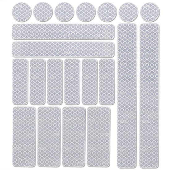 Fietsreflector - Reflecterende Veiligheids stickers wit - Reflectie tape voor in het verkeer - Maak wandelwagens, koffers, buggy's, skelters, helms, fietsen etc goed zichtbaar in het donker. van Veiligheidstape.nl