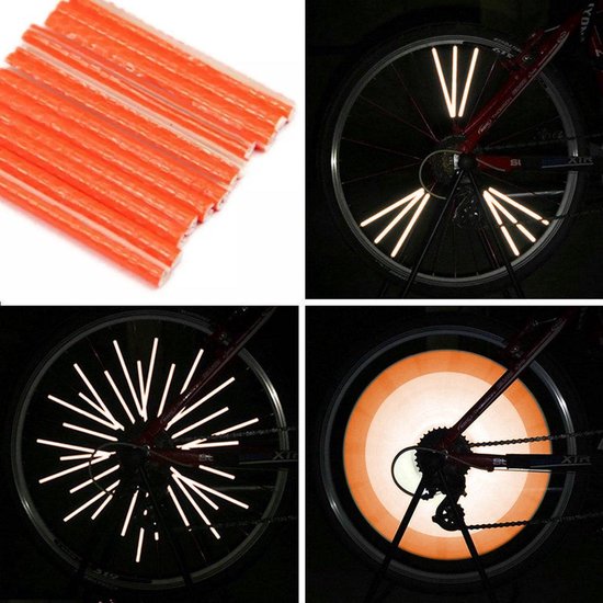 Fietsreflector / Reflector / Reflectoren Spaak Fiets / Spaakreflectoren - 12 Stuks - Oranje van TradeShop Traesio