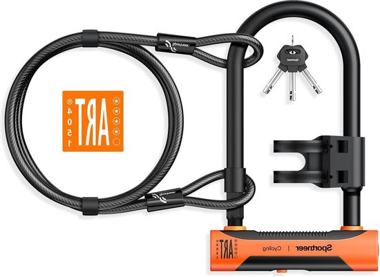 Fietsslot beugelslot e-bike hoge veiligheid - diameter 18 mm - anti-diefstal slot met veiligheidsstaalkabel - ART 4 Stars certificering Fatbike slot van Lumierechat