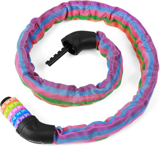 Fietsslot, cijferslot met cijfers en hoog veiligheidsniveau, kettingsloten, fiets, 5-cijferig, terugstelbaar, wielvergrendeling met ketting van gehard staal, 100 van ABUS