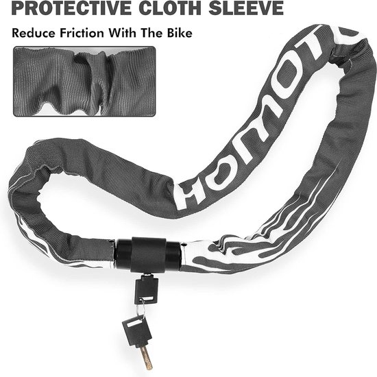 Fietsslot hoge veiligheid met sleutel, 100 cm lengte E-fietsslot fietsslot motorfiets kettingslot 360° draaibare slotkop, slot voor e-scooter/ebike/kinderfiets van VINZ