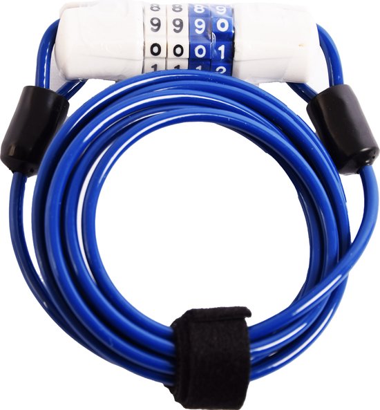 Fietsslot Kabelslot Cijferslot 180cm x 4mm Blauw - Combinatieslot - Combination Lock - Fiets , scooter- Fietsslot Combinatie - combinatie fietsslot - fietsslot met code van Auvray