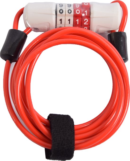 Fietsslot Kabelslot Cijferslot 180cm x 4mm Rood - Combinatieslot - Combination Lock - Fiets , scooter - Fietsslot Combinatie - combinatie fietsslot - fietsslot met code van Parya Home