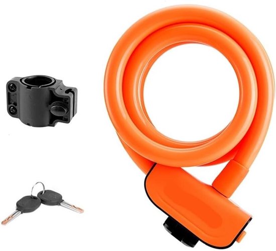 Fietsslot - Kabelslot Ringslot - Fiets Beveiligen - Verlengde Stalen Kabel - 1.1 Meter - Oranje